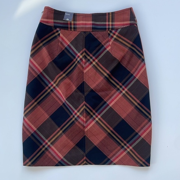 LIMITED Orange Black Fall Autumn Winter Plaid A-line Skirt Size 2, New with Tags - Picture 2 of 7